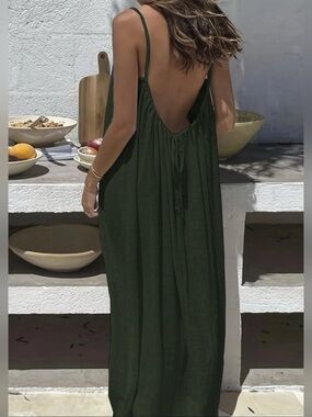 Backless  Maxi Dress with Spaghetti Straps